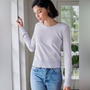 White + Warren Lilac Shadow Shrunken Crew Neck Sweater [NWT]